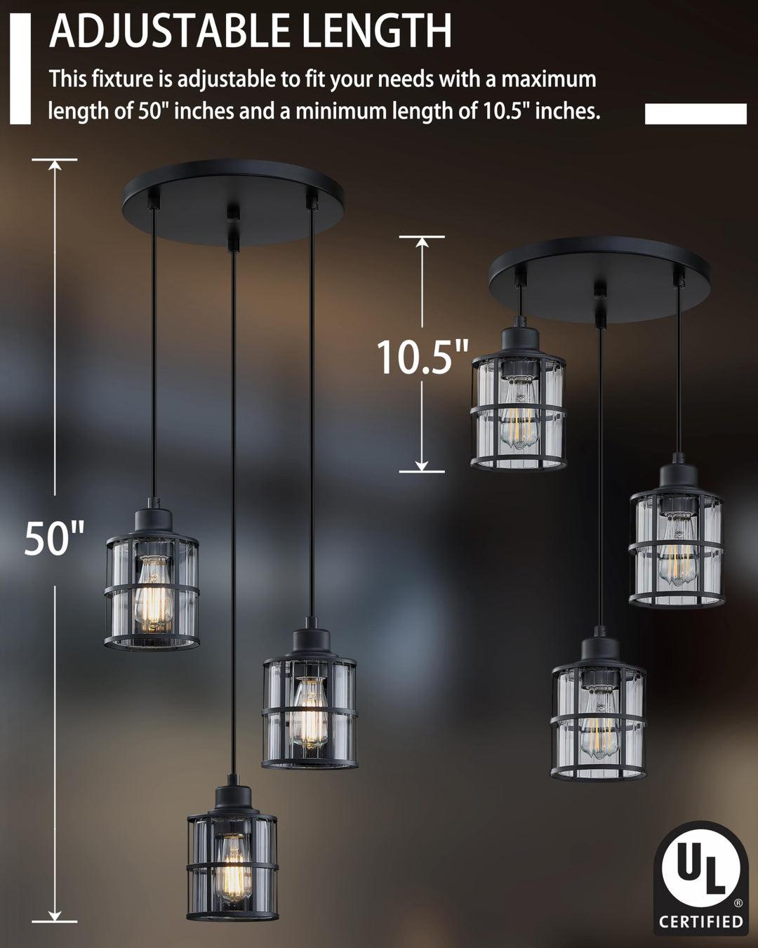 3 Light Metal Cage Clear Glass Ceiling Light Black Finish,Modern Flush Mount Ceiling Lighting Fixture for Dining Room Bar CafÃ© Kitchen Island