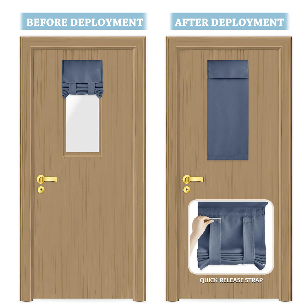 RYB HOME Self Adhesive 100% Blackout Curtains for Bedroom, Portable Temporary Curtains for Basement Kids Nursery Home Office RV Camper Living Room, W 32 x L 63 inches, Dusty Blue, 2 Panels