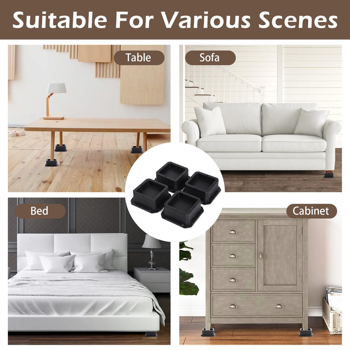LUCKYQTQH Bed Risers Adjustable Furniture Risers Heavy Duty, Furniture Risers 1 Inch Heavy Duty, Set of 4 Furniture Lifts, Bed Raiser with Non-Slip,Table Riser, Sofa Riser, Support up to 5000 Lbs