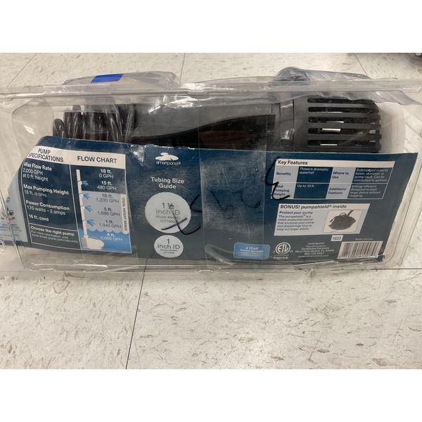 Anzermatt Submersible Pump - 2000 GPH Max Flow, Pond/Fountain, PumpShield, Black Retail $65.00