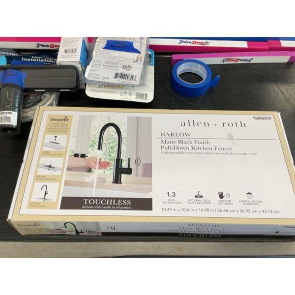 Allen + Roth HARLOW Pull-Down Kitchen Faucet - Matte Black, Touchless Retail $170.00