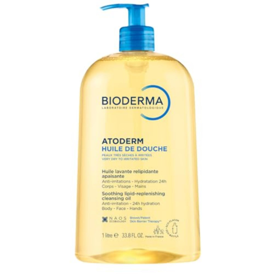 Bioderma Atoderm Shower Oil, Cleansing Oil For Face & Body, Nourishing Cleansing Oil For Dry to Atopic Sensitive Skin For Softer & Smooth Skin For Your Whole Family