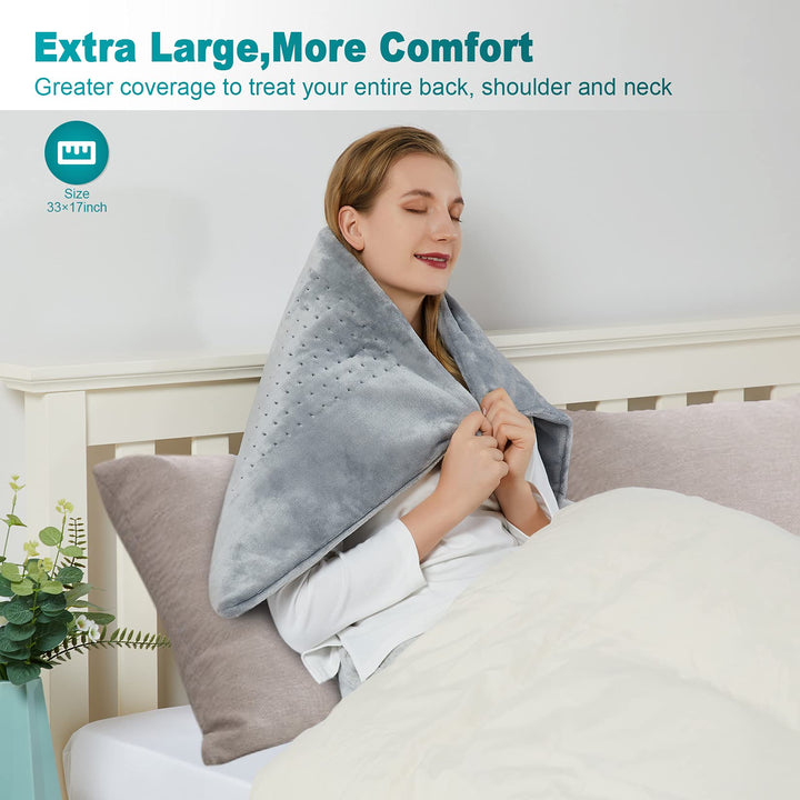 Heating Pad for Back Pain Relief, CAROMIO 33"x17" Extra Large Electric Heating Pads for Cramps Neck and Shoulders, Moist & Dry Heat Therapy,2H Auto Off,4 Temperature Settings,Machine Washable