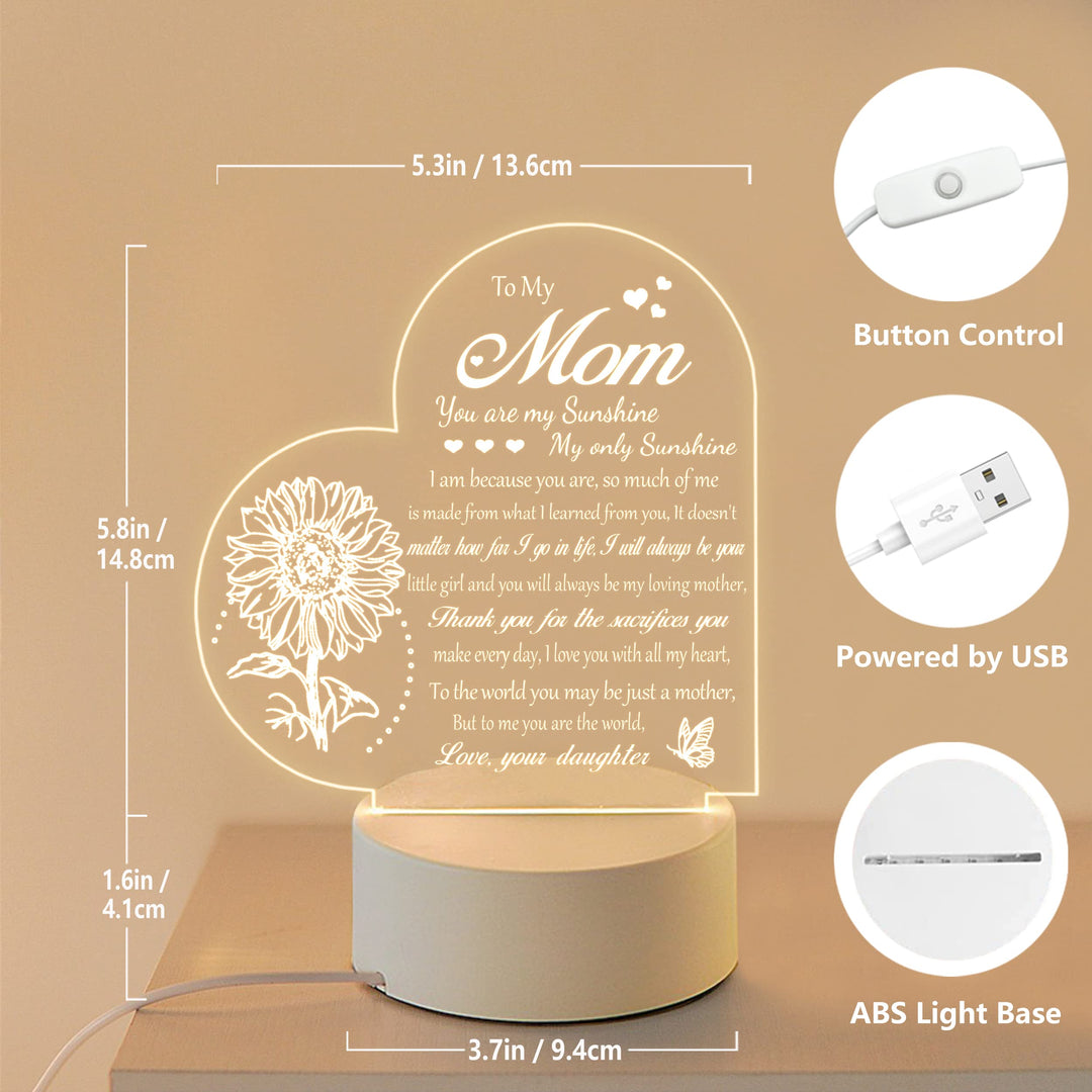 LE XIAOXI Mom Gifts, Gifts for Mom from Daughter - Acrylic Engraved Night Light