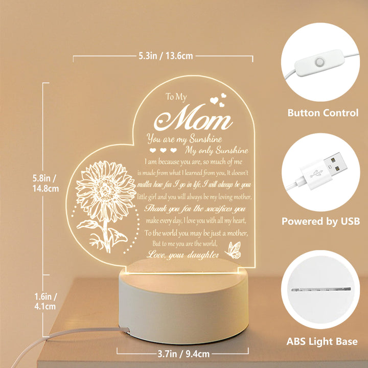 LE XIAOXI Mom Gifts, Gifts for Mom from Daughter - Acrylic Engraved Night Light