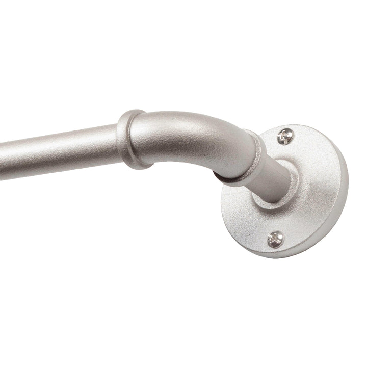 Kenney Adler Indoor/Outdoor Brushed Nickel Silver Curtain Rod, Adjustable 48 to 84 Inch Curtain Rod for Windows and Patio