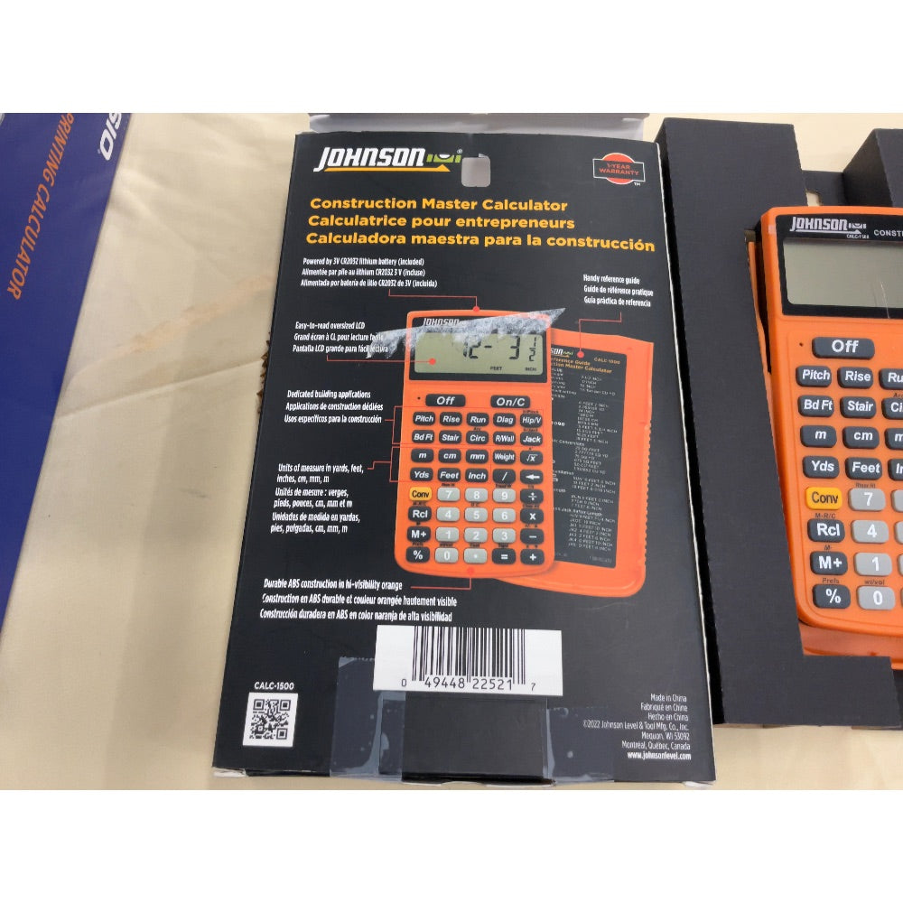 Johnson Construction Master Calculator - Entrepreneur, Protective Case, Handy Reference Guide
