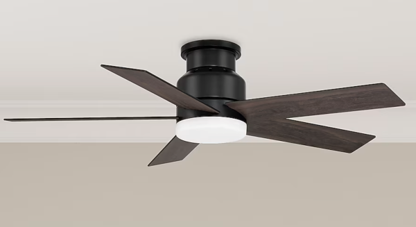 Harbor Breeze Bristle 44-in Matte Black with Matte Black Blades Integrated LED Flush Mount Ceiling Fan With Light 5 -Blade