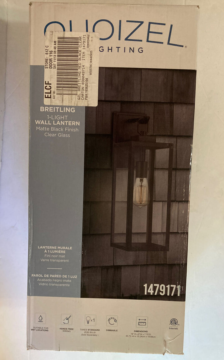 Breitling 18" H Matte Black Medium Base E-26 Outdoor Wall Light