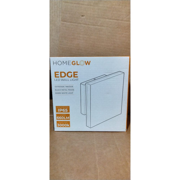HOMEGLOW Edge LED Wall Light, Outdoor or Indoor Use. Black Modern Wall Sconce. Waterproof IP65. Warm White 3000k. AC 12W Hardwired. Durable Aluminum. Retail $52.00