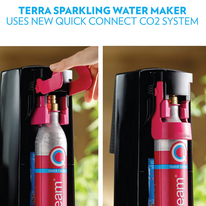 SodaStream Terra Sparkling Water Maker (Black) with CO2 and Dishwasher Safe Bottle