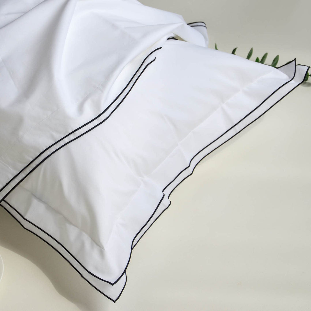 Ranznaz Cotton King Size Pillow Shams Set of 2, 100% Cotton Embroidery Trims Pillowcases with Envelope Closure, Softer and Breathable Elegant Pillow Cover for Bedding, 20 x 36 Dark Grey