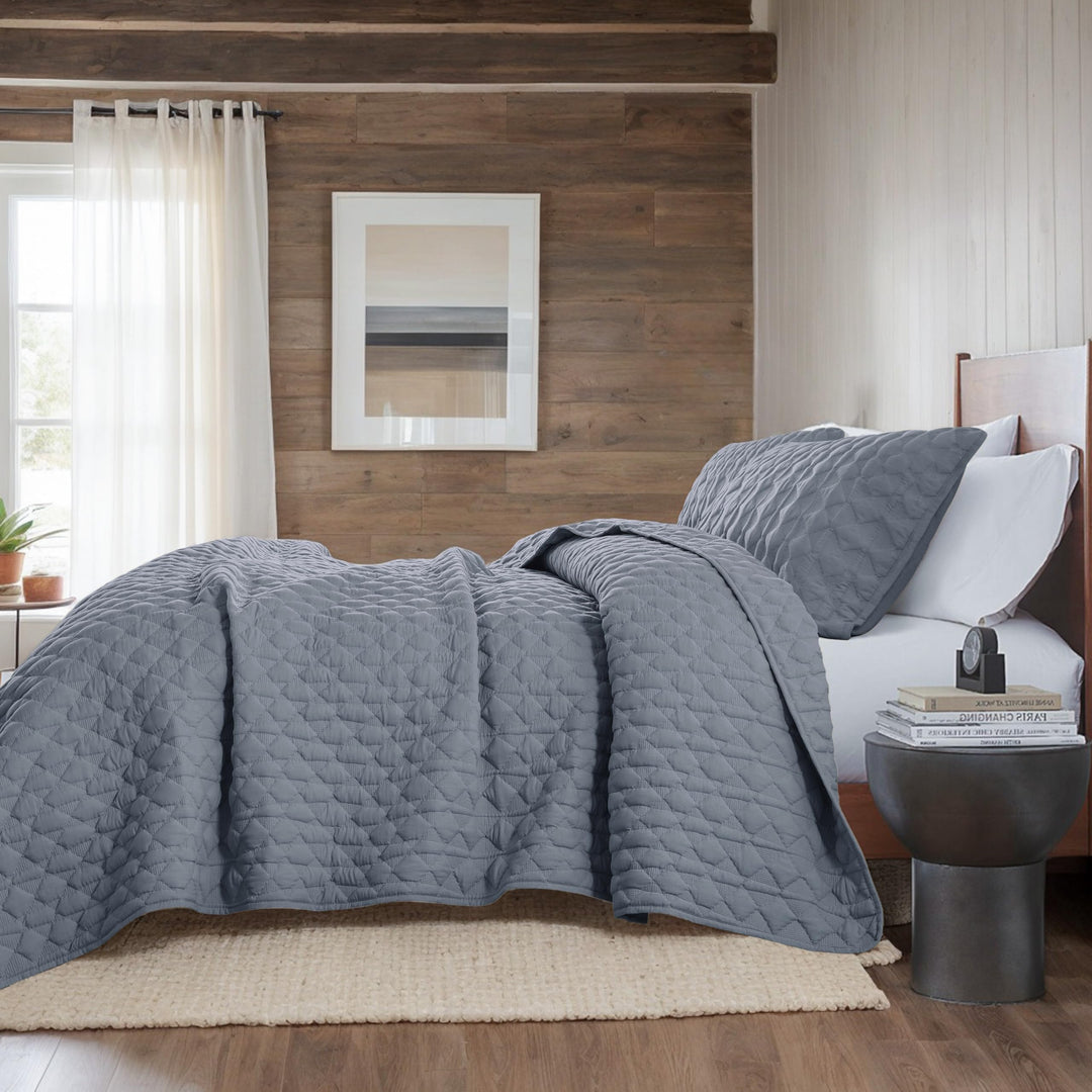 WDCOZY Blue Twin Quit Size Bedding Sets with 1 Pillow Sham, Lightweight Soft Bedspread Coverlet, Quilted Blanket Thin Comforter Bed Cover for All Season, 2 Pieces, 68x90 inches