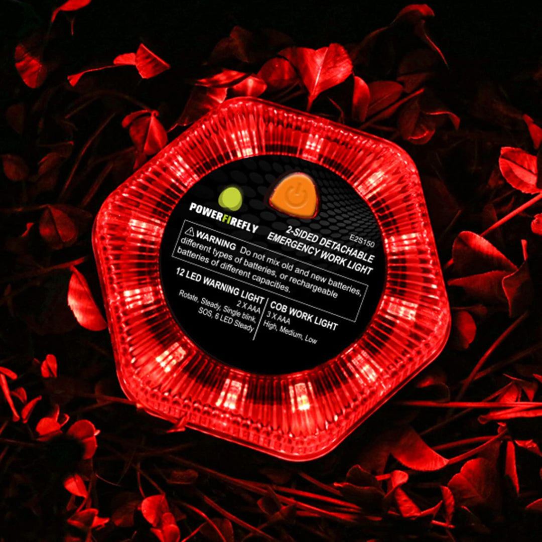 POWERFIREFLY 2-Sided Detachable LED Work Light, Cordless Emergency Light, Strobe Light, Mini Camping Lantern, Strong Magnetic Base, for Car Truck Boat, Multi-Purpose