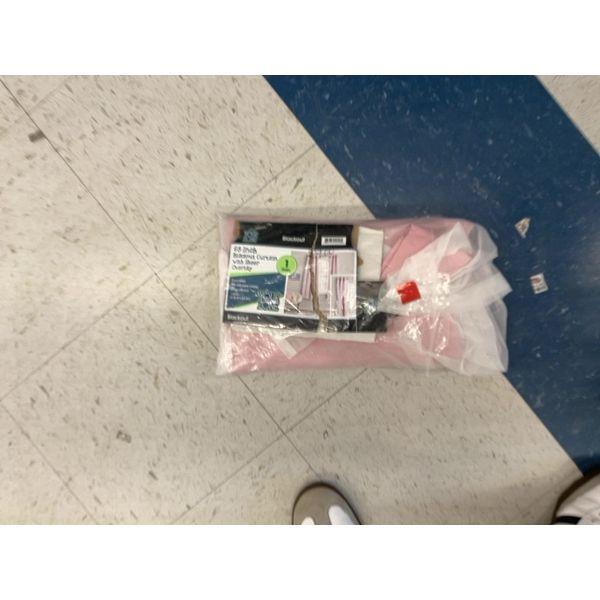 Rockland Blackout Curtain with Sheer Overlay - Pink Retail $10.00