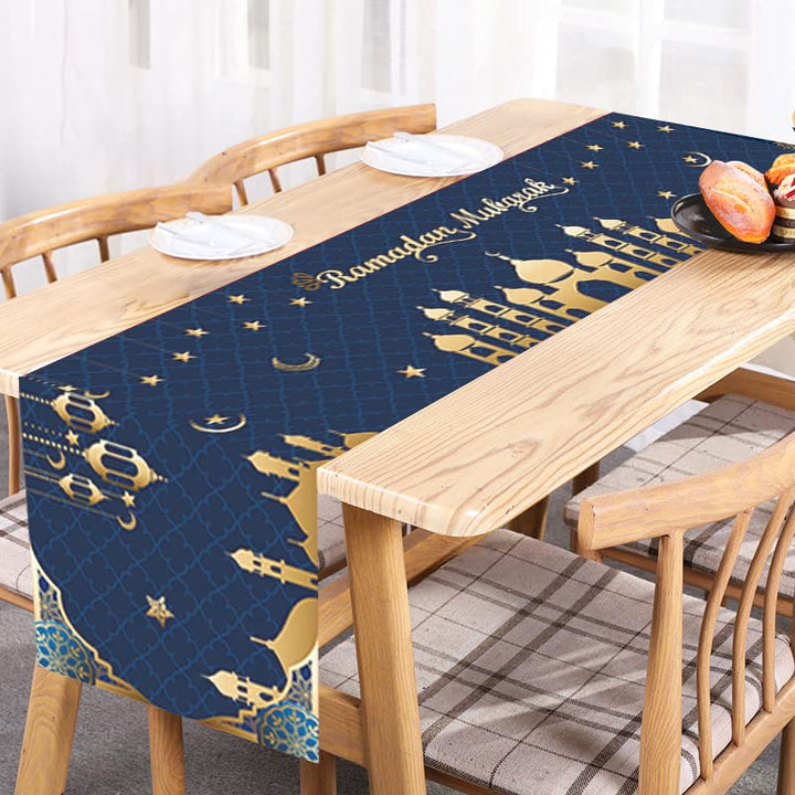 Ramadan Mubarak Table Runner Table Decorations - Ramadan Mosque Lantern Islamic Happy Ramadan Mubarak 2025 Party Supplies Decorations, 13.8x71 inches