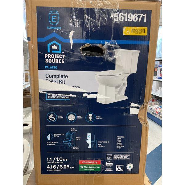 Project Source PALAZZO Complete Toilet Kit - Elongated Bowl, White Finish