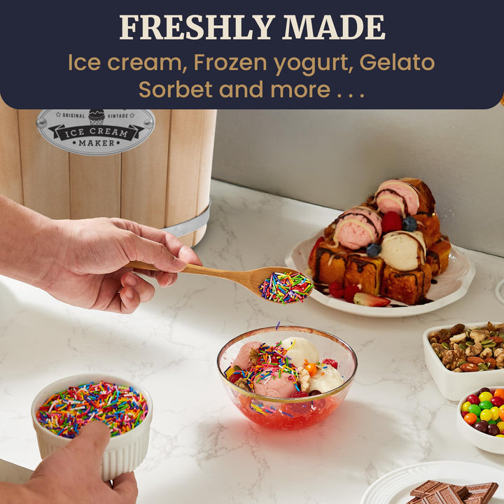 Elite Gourmet Maxi-Matic EIM-924L 4 quart Old Fashioned Electric Ice Cream Maker, Pine Bucket