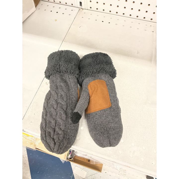 Winter Mittens, Wool Blend, Sherpa Lined, Brown Accent