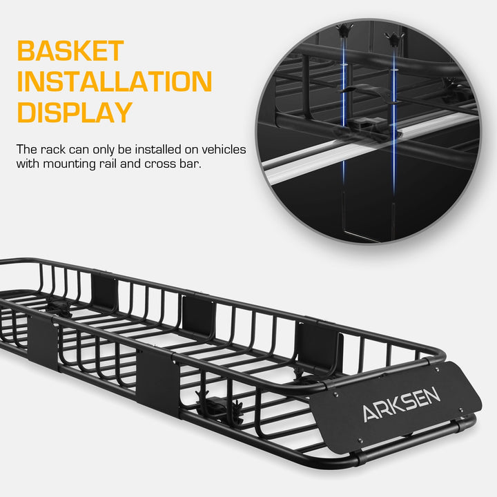 ARKSEN 84 X23 X6  Long and Narrow Car Roof Rack Cargo Carrier Rooftop Basket  Heavy Duty Weather Resistant Luggage & Camping Gear Storage for Car  Tru Retail $135.21