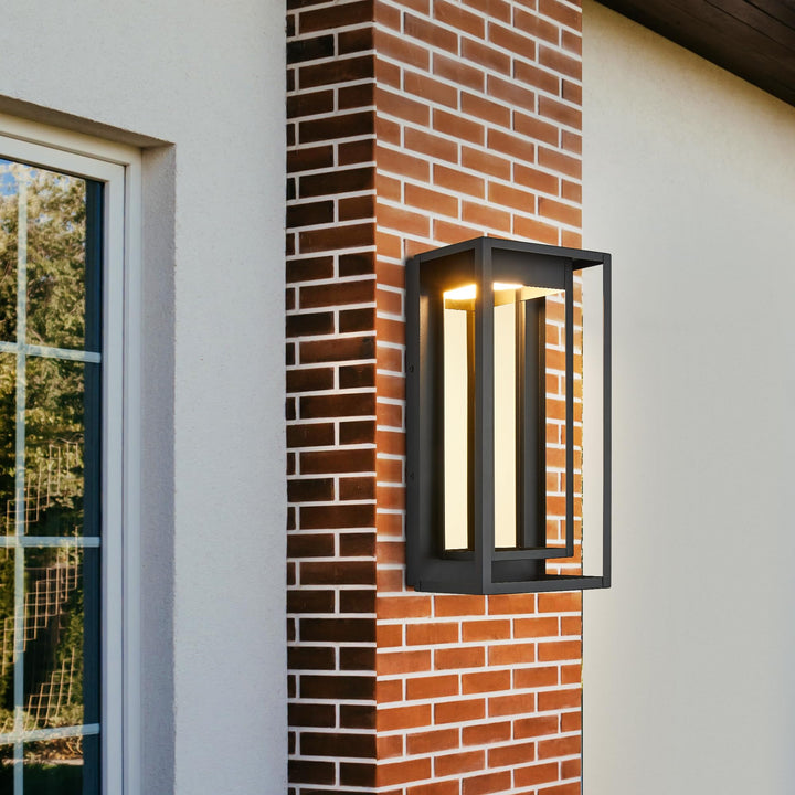 Tarentlight Modern LED Outdoor Wall sconces Waterproof Wall Mount Porch Lamp Exterior Light Fixture in Textured Black and Gold Reflective Plate with 10W LED for Patio,Garage,Garden,Balcony