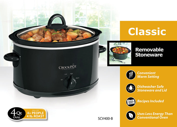 Crock-Pot 4-Quart Manual Slow Cooker, Black Retail $19.99