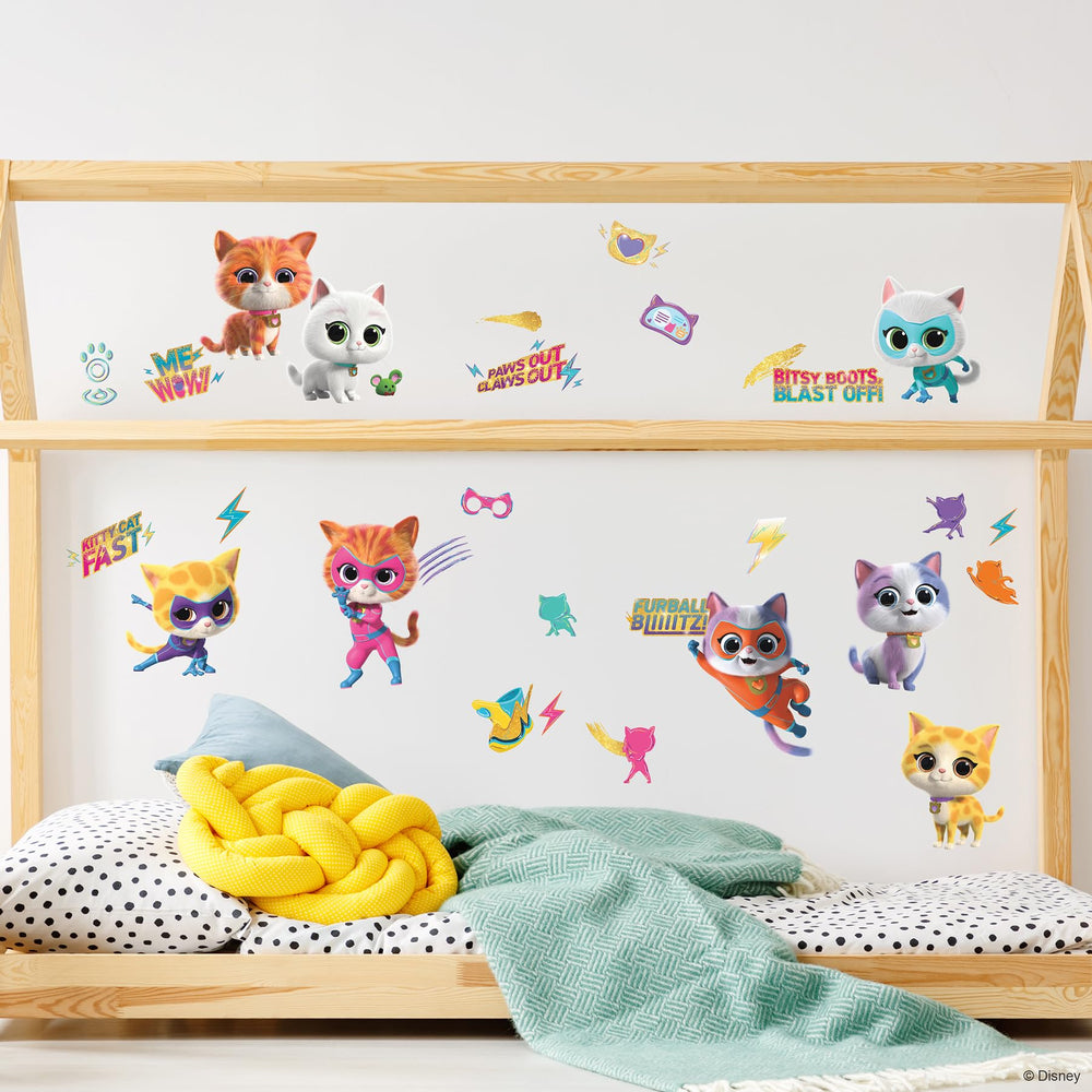 RoomMates RMK5541SCS Disney Junior SuperKitties Peel and Stick Wall Decals Retail $16.99