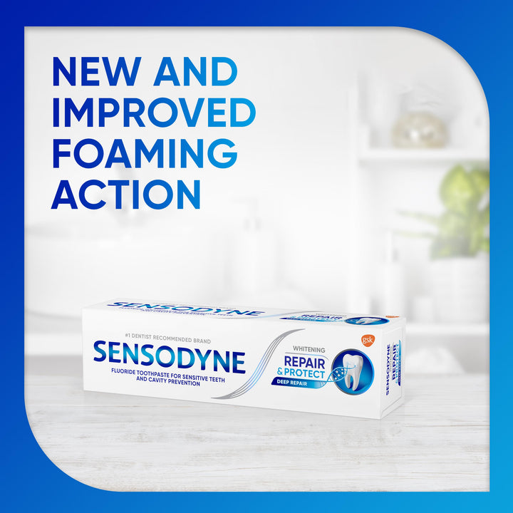 Sensodyne Repair and Protect Whitening Toothpaste, Toothpaste for Sensitive Teeth and Cavity Prevention, 3.4 oz (Pack of 2) Retail $12.49