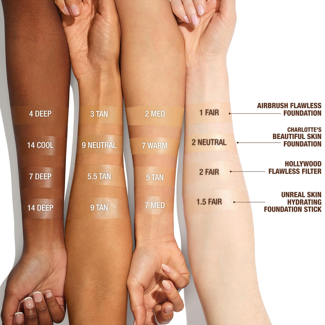 Charlotte Tilbury Unreal Skin Tint & Sheer Glow Hydrating Foundation Stick - Cream Foundation Makeup with Sheer-to-Light Coverage & a Buildable Formula - Blurring, Smoothing & Nourishing - 5 Medium