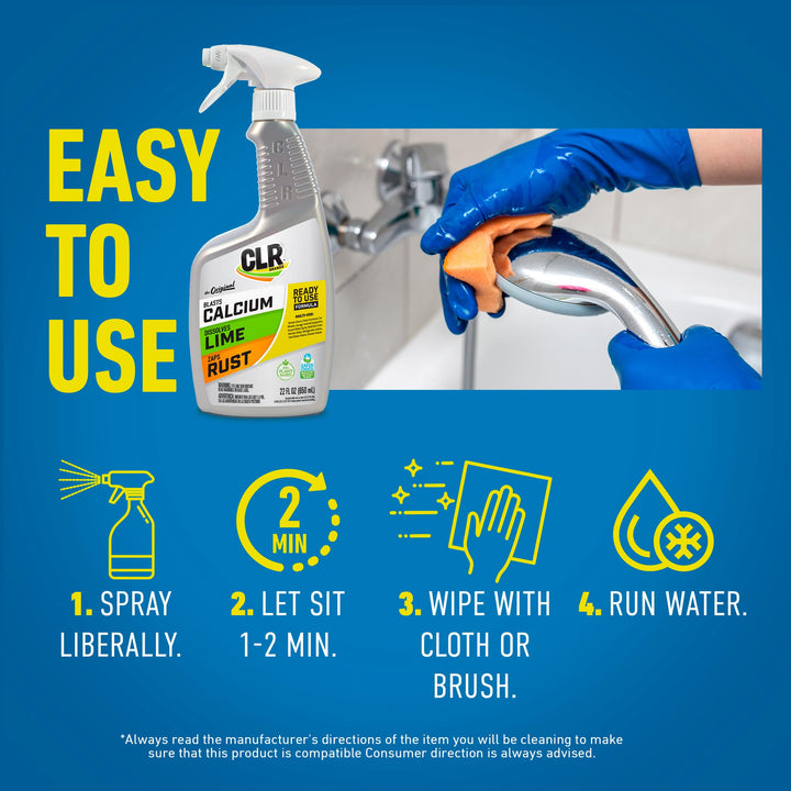 CLR BrandsÃ‚Â® Calcium, Lime & Rust Remover, Blasts Calcium, Dissolves Lime Deposits, Zaps Stubborn Rust Stains and Hard Water Deposits, 22 Ounce Spray Bottle (Pack of 1)