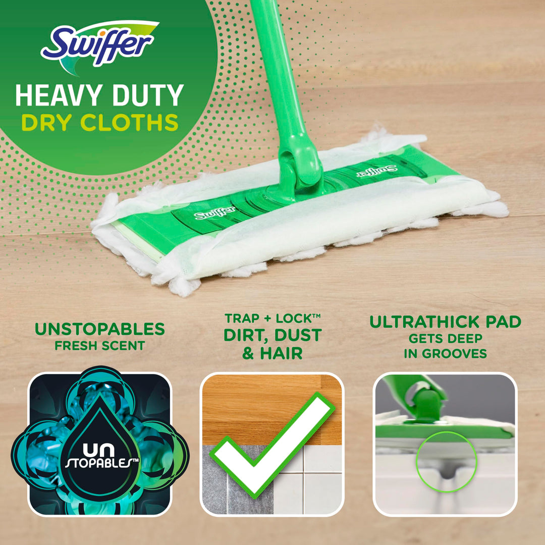 Swiffer Sweeper Heavy Duty Dry Multi-Surface Cloth Refills for Floor Sweeping and Cleaning, Unstopables Fresh Scent, 20 Count Retail $18.99