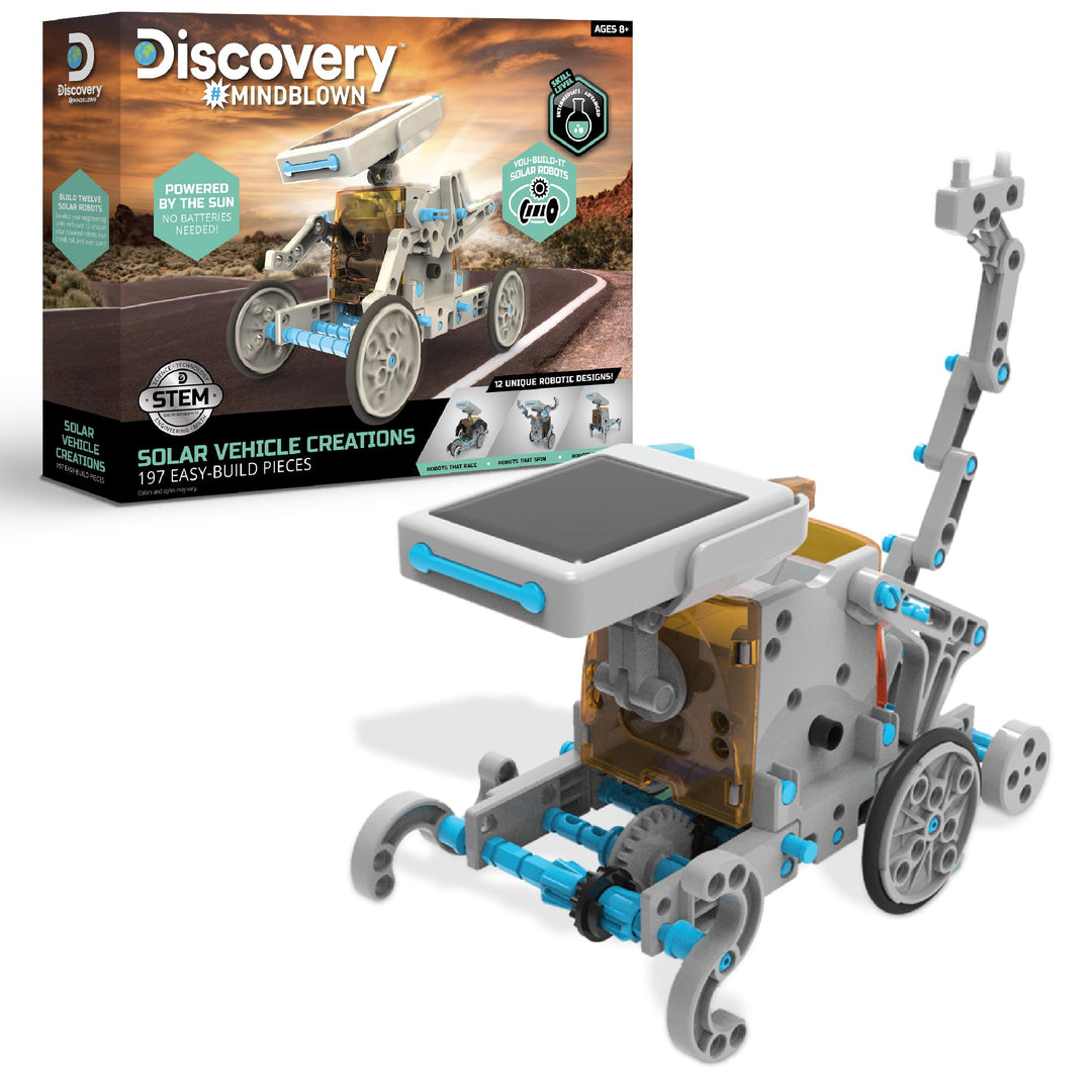 Discovery #Mindblown STEM 12-in-1 Solar Robot Creation 197-Piece Kit with Working Solar Powered Motorized Engine and Gears, Construction Engineering Set for Ages 8 and Up Retail $34.99