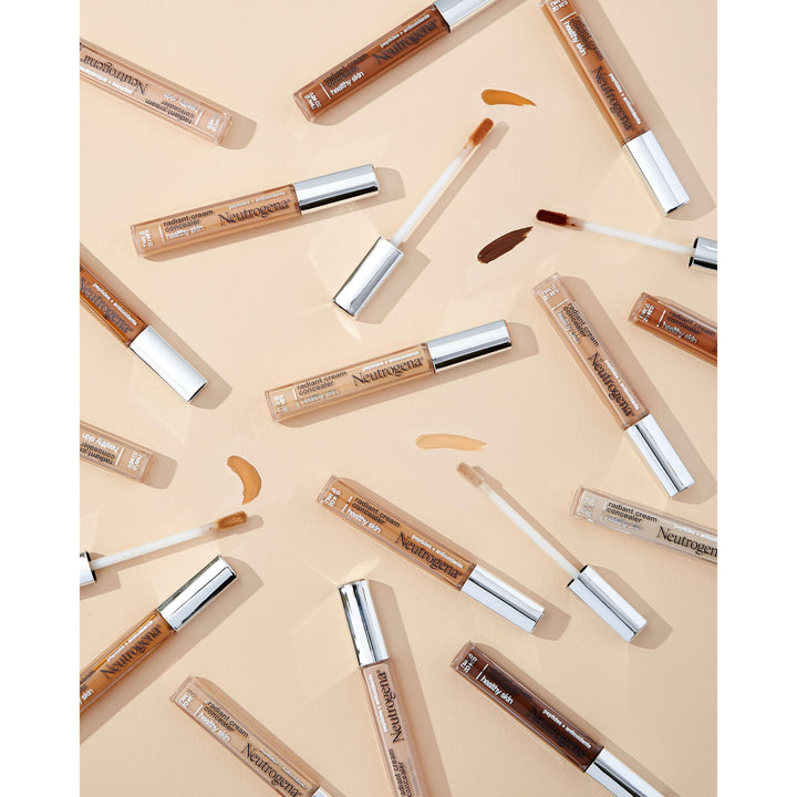 Neutrogena Healthy Skin Radiant Lightweight Brightening Cream Concealer with Peptides & Vitamin E Antioxidant, Non-Comedogenic, Bisque Light/Medium 02 neutral undertones, 0.24 fl. oz