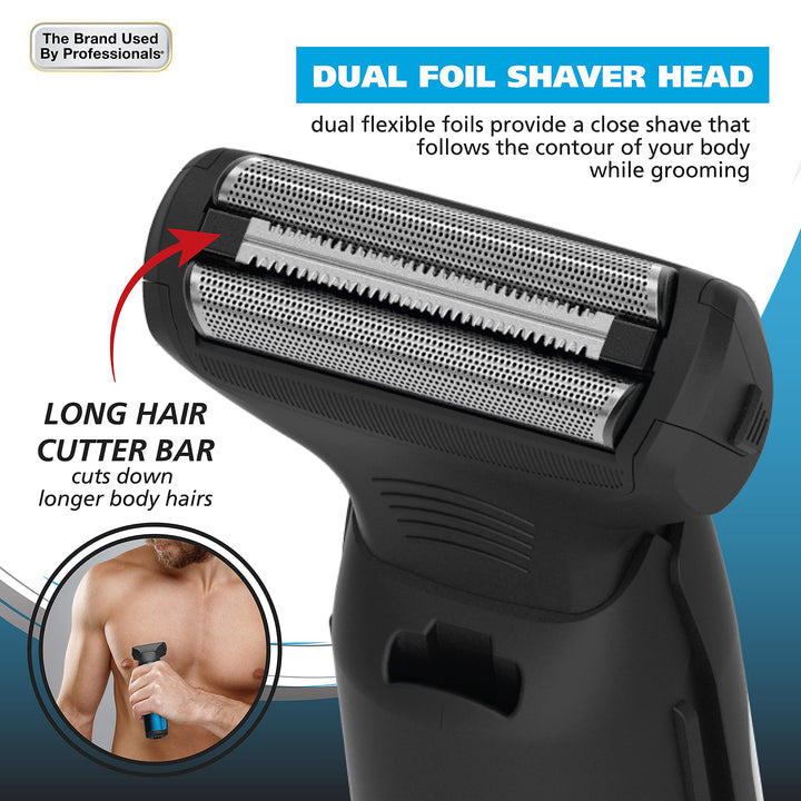 Wahl ManscaperÃ‚Â® Total Body Grooming and Your Hair Down There Rechargeable Deluxe Hair Trimmer and Shaver with Safe-Touch Detachable Stainless Steel Precision Blades - Model 5708
