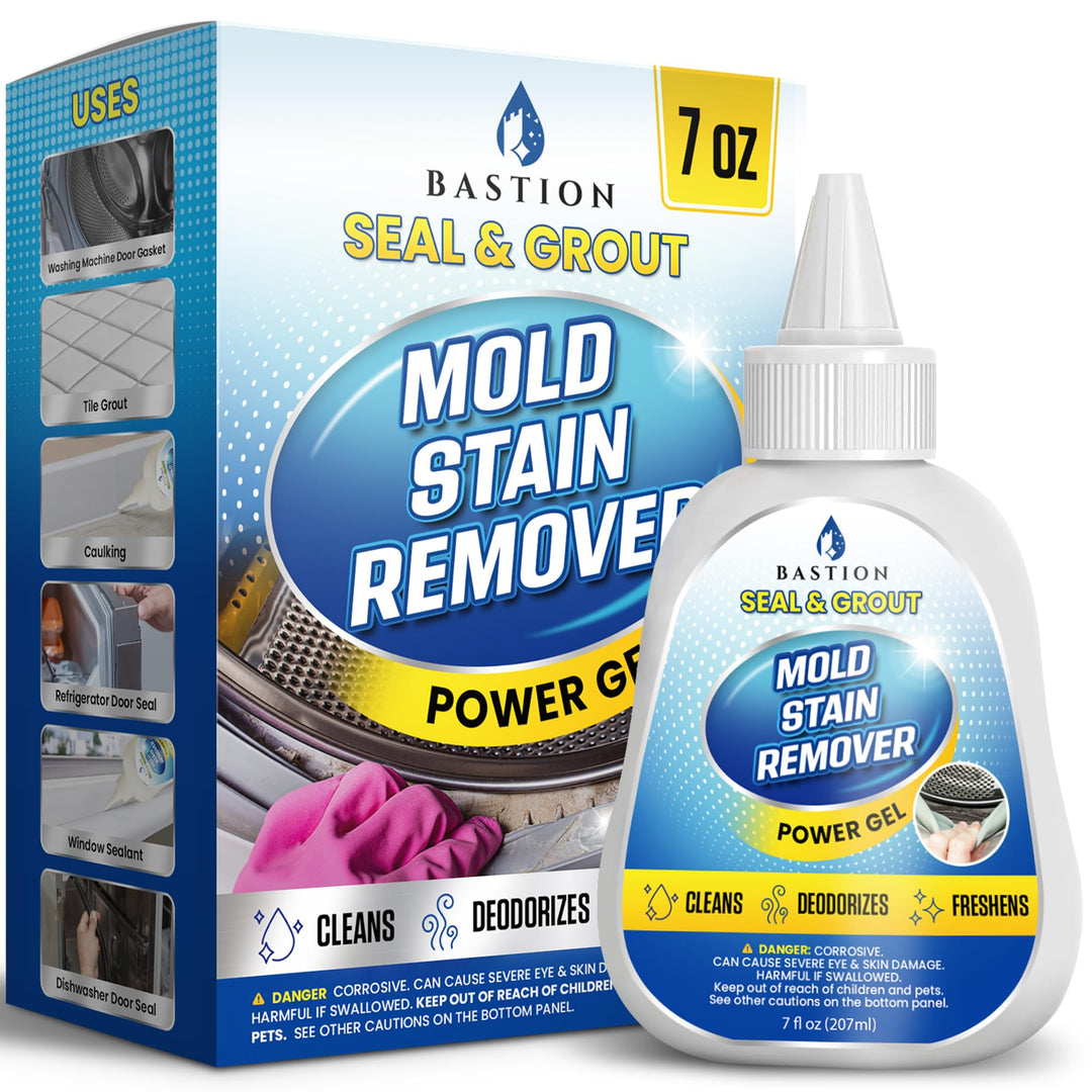 Bastion Mold Stain Remover Power Gel Cleaner Heavy Duty Cleaning Solution for Front Loader Washing Machine Seal, Bathroom Grout, Shower, Caulk (7 fl oz) Retail $14.95
