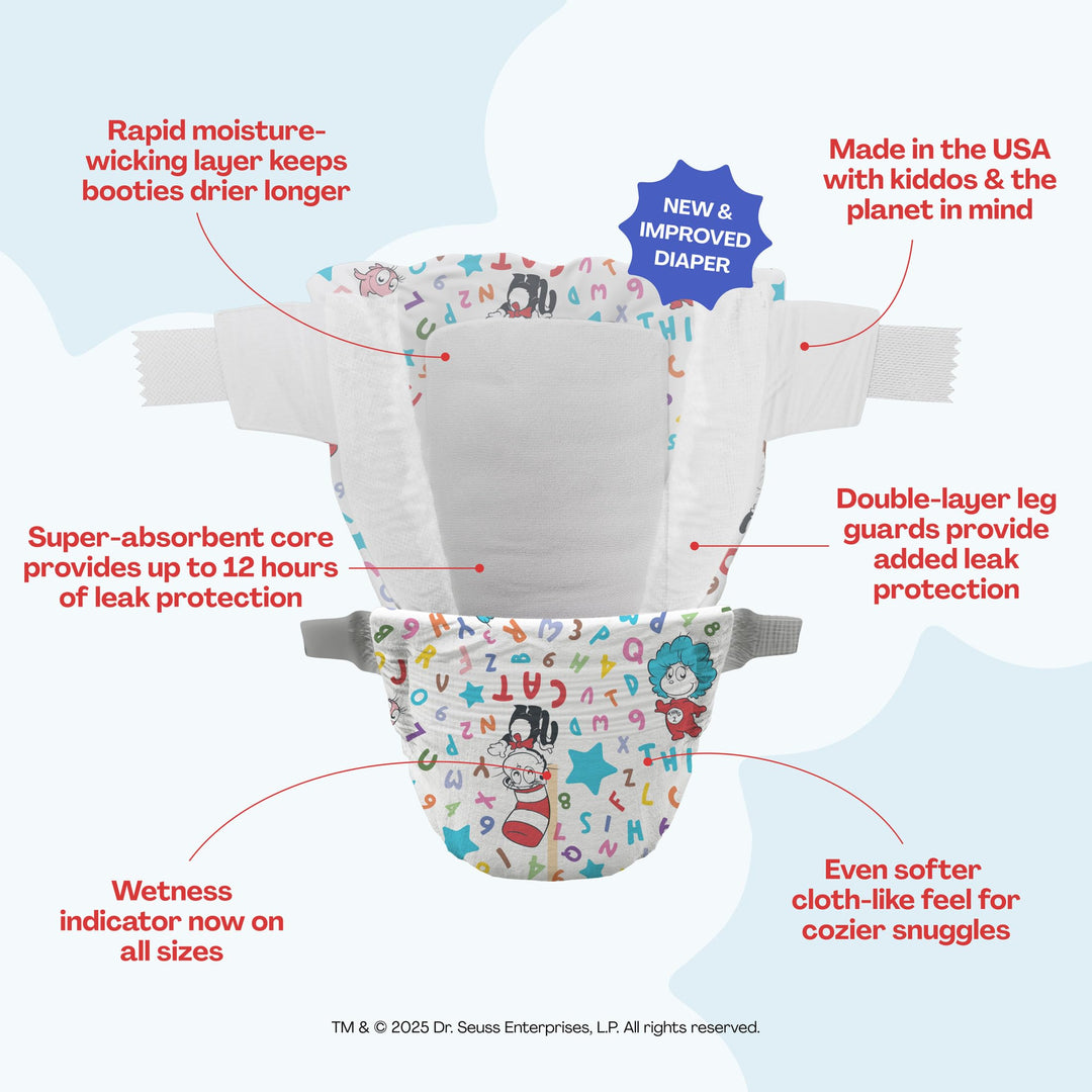 Hello Bello Dr. Seuss Babies Premium Diapers, Size 6, 42 Count: Softness & Protection for Sensitive Skin Retail $19.97