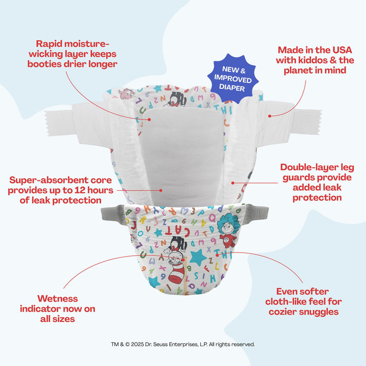 Hello Bello Dr. Seuss Babies Premium Diapers, Size 6, 42 Count: Softness & Protection for Sensitive Skin Retail $19.97