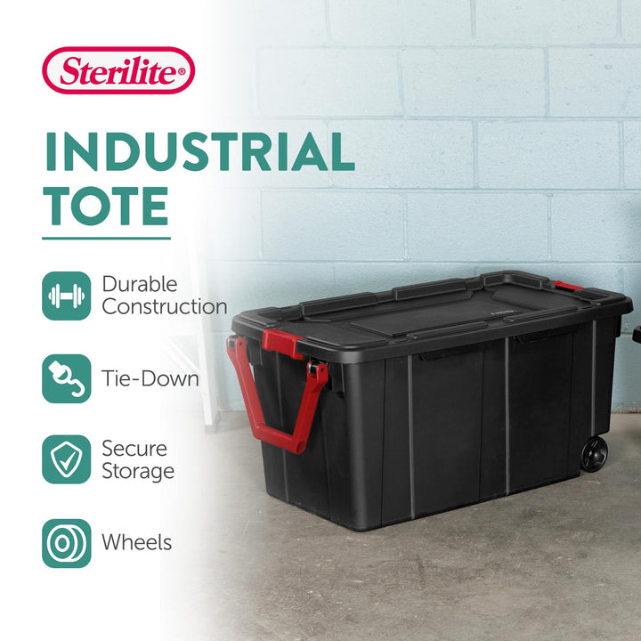 Sterilite Tote IND Wheeled Black 40GA 14699002 Retail $67.45