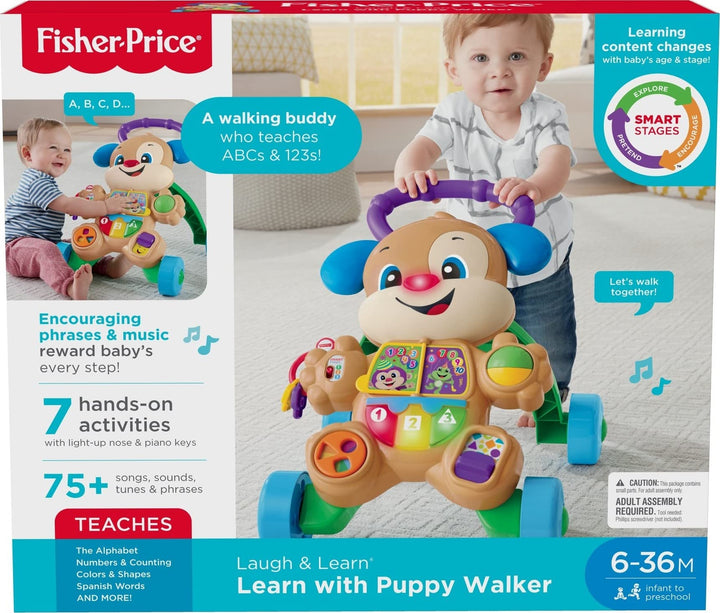Fisher-Price Baby Toy Laugh & Learn Smart Stages Puppy Walker with Educational Music Lights & Activities for Infants Ages 6+ Months Retail $26.99