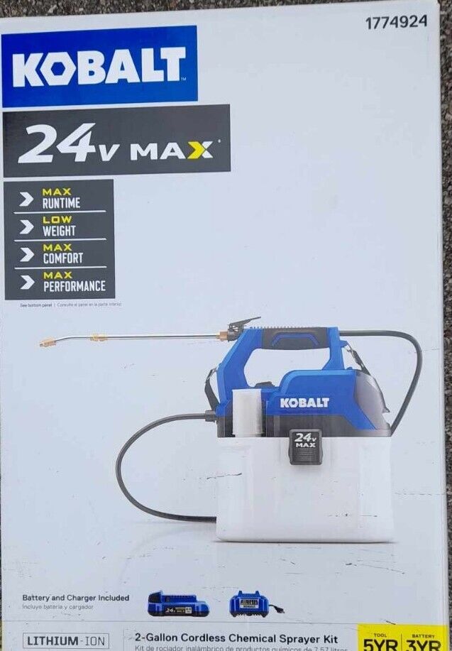 NEW KOBALT 2-GALLON CORDLESS CHEMICAL SPRAYER Battery & Charger Includet Retail $129.00