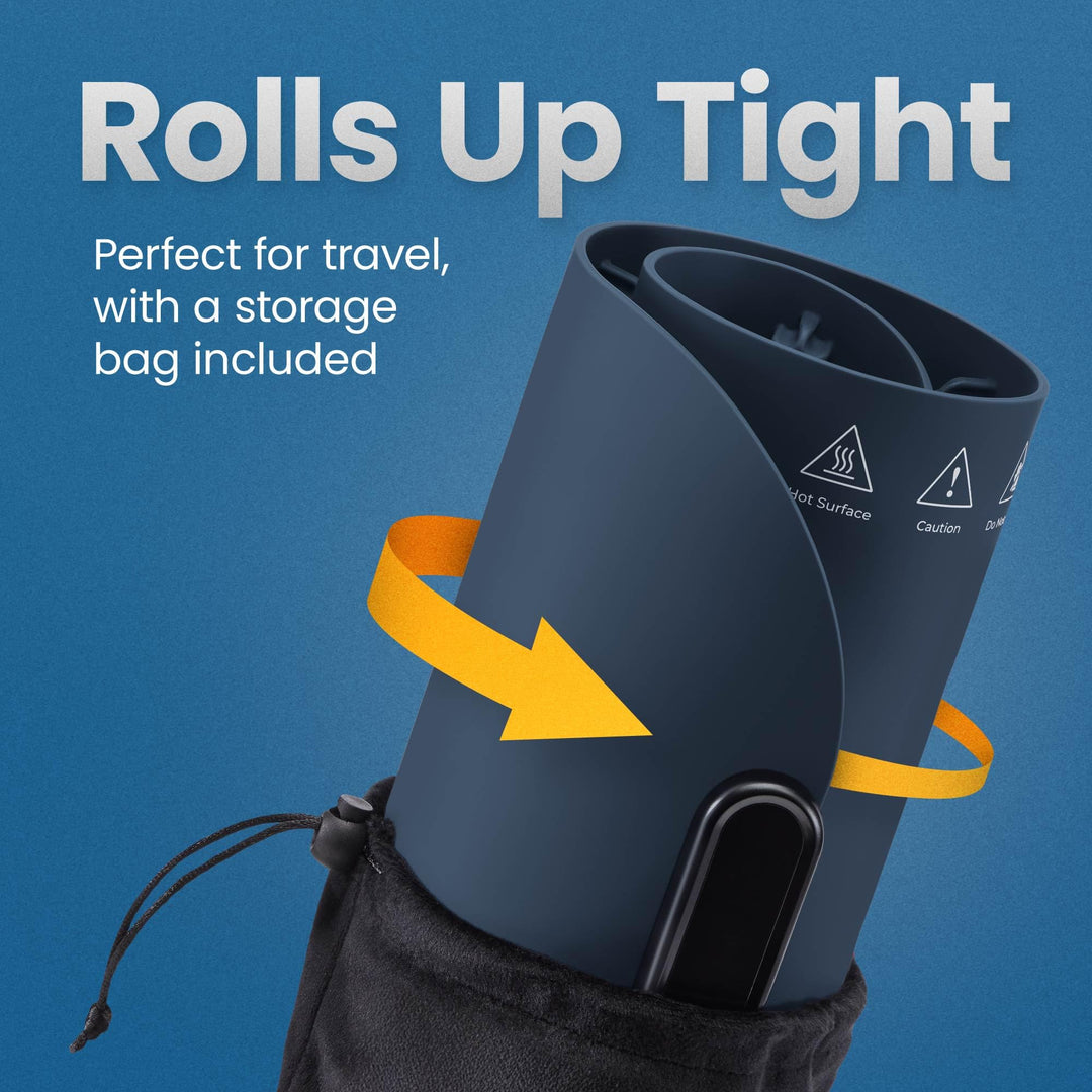 Chefman Roll n’ Go Food Warming Mat, Electric Warming Tray for Buffets, Parties, Holidays, 3 Temperature Settings, Easy-Clean Silicone Mat, Roll Up Food Warmers w/Storage Bag - Blue Retail $63.65