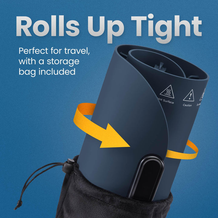 Chefman Roll n’ Go Food Warming Mat, Electric Warming Tray for Buffets, Parties, Holidays, 3 Temperature Settings, Easy-Clean Silicone Mat, Roll Up Food Warmers w/Storage Bag - Blue Retail $63.65