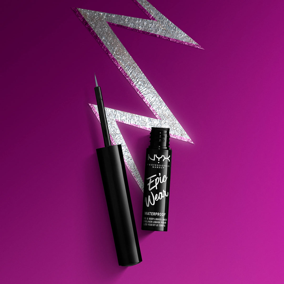 NYX Professional Makeup Epic Wear Metallic Liquid Liner, Long-Lasting Waterproof Eyeliner - Silver Metal Retail $12.00