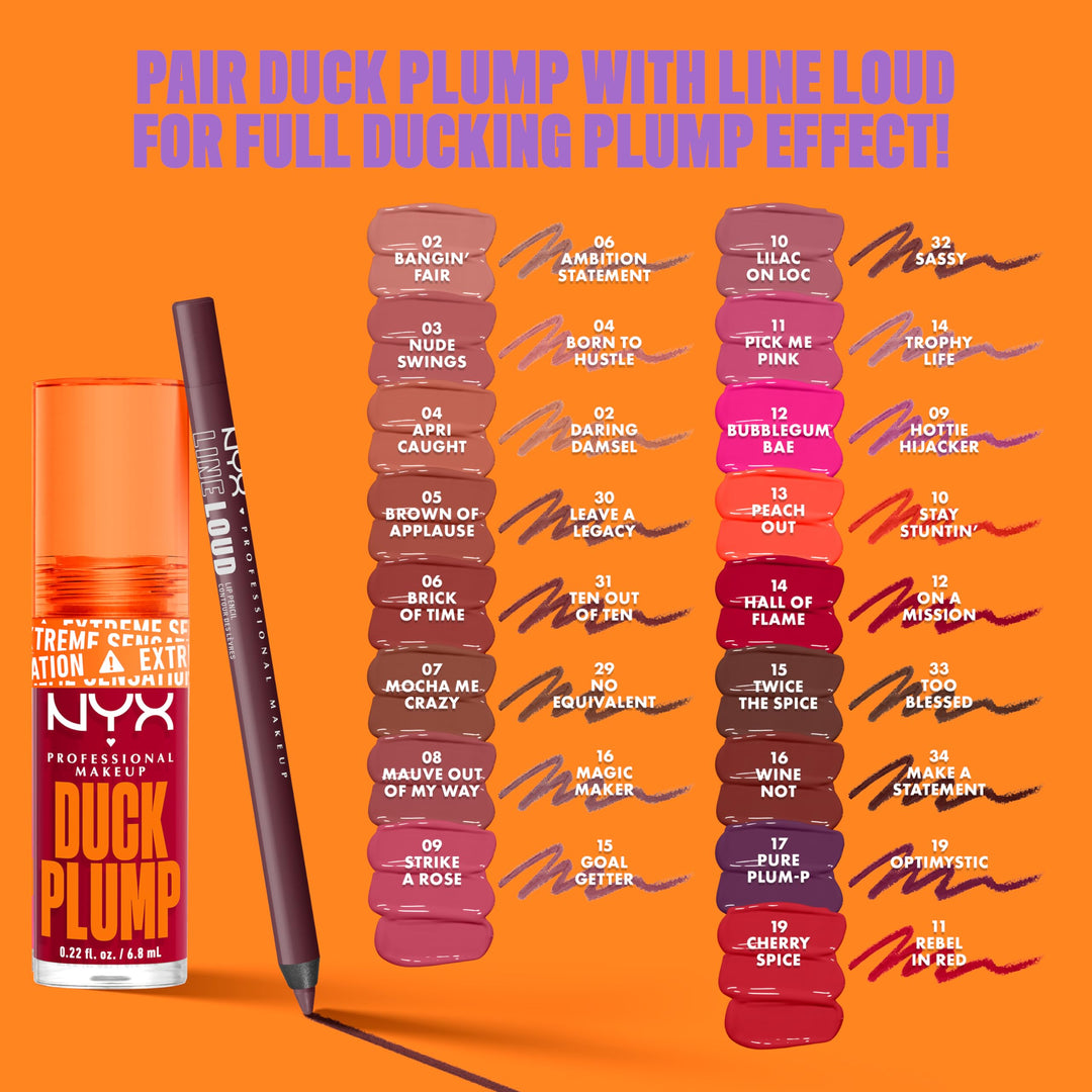 NYX PROFESSIONAL MAKEUP Duck Plump High Pigment Plumping Lip Gloss with Spicy Ginger, Vegan Lip Makeup - Twice The Spice (Spiced Red) Retail $13.00
