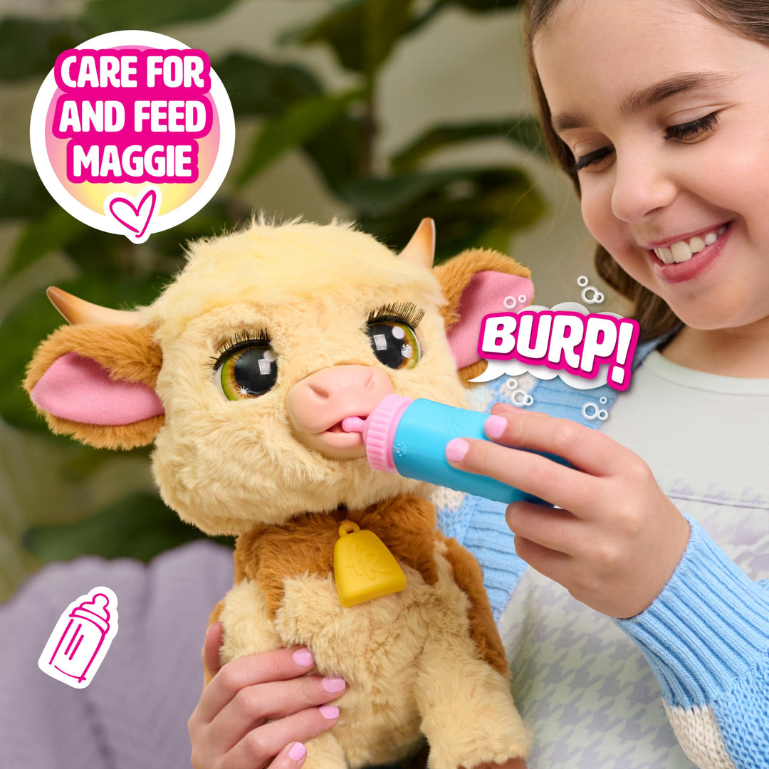 FurReal Maggie The Feed & Follow Cow, 11 Inch Interactive Highland Mini Cow, for Boys and Girls, Ages 4 and up Retail $45.99