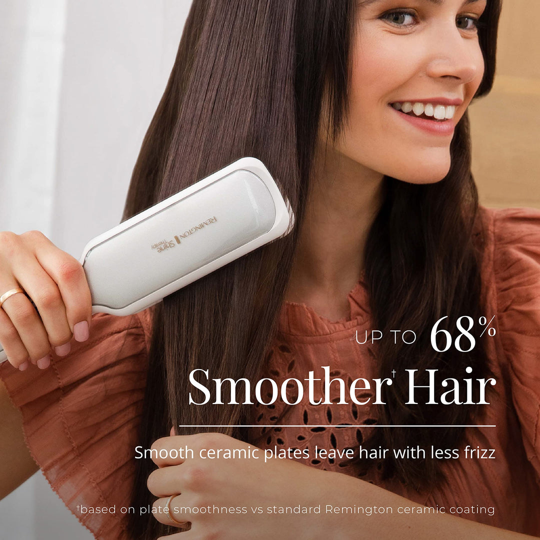 Remington Shine Therapy 2 inch Hair Straightener, Flat Iron Infused with Argan Oil & Keratin, Professional Ceramic Flat Iron for Less Frizz, Shiny & Smooth Hot Styling Tools