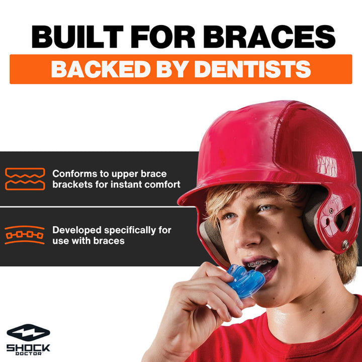 Double Braces Strapless Mouth Guard Blue, Youth Retail $25.99