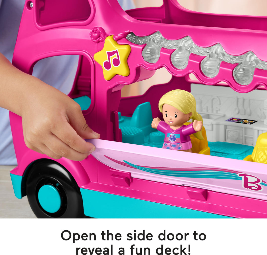 Fisher-Price Little People Toddler Toy Barbie Dreamcamper RV Playset with Music Lights & Figures for Pretend Play Kids Ages 18+ Months Retail $43.19