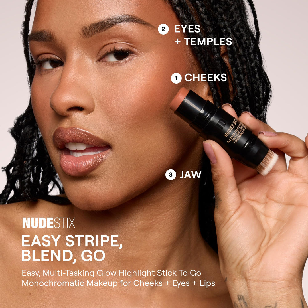 Nudestix Nudies Bronze All Over Matte Bronzing Stick Ã¢â‚¬â€œ 3-in-1 Cream Bronzer for Cheeks, Eyes & Lips with Built-In Brush | Natural Contour & Sun-Kissed Glow | Bondi Bae
