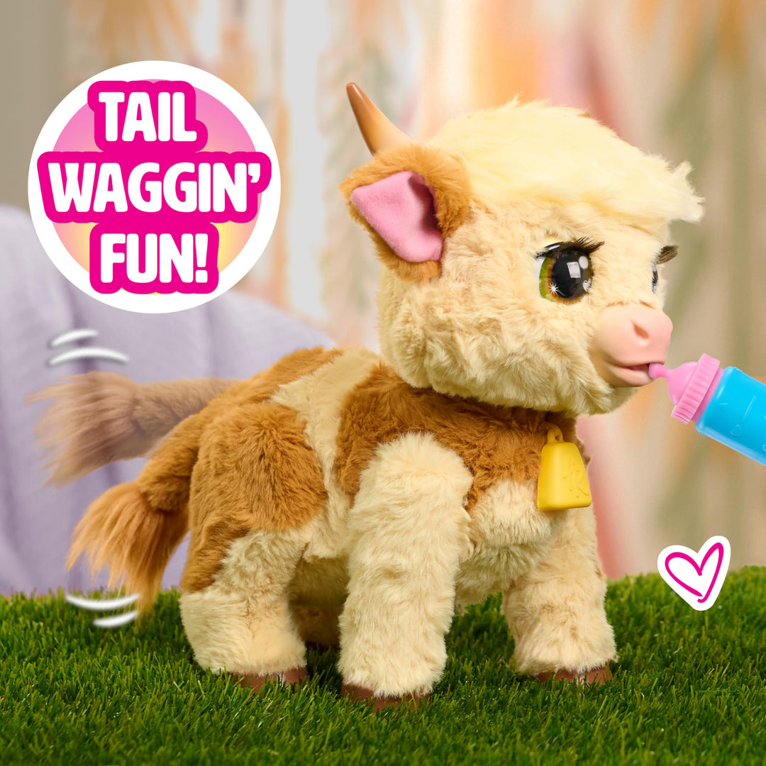 FurReal Maggie The Feed & Follow Cow, 11 Inch Interactive Highland Mini Cow, for Boys and Girls, Ages 4 and up Retail $45.99